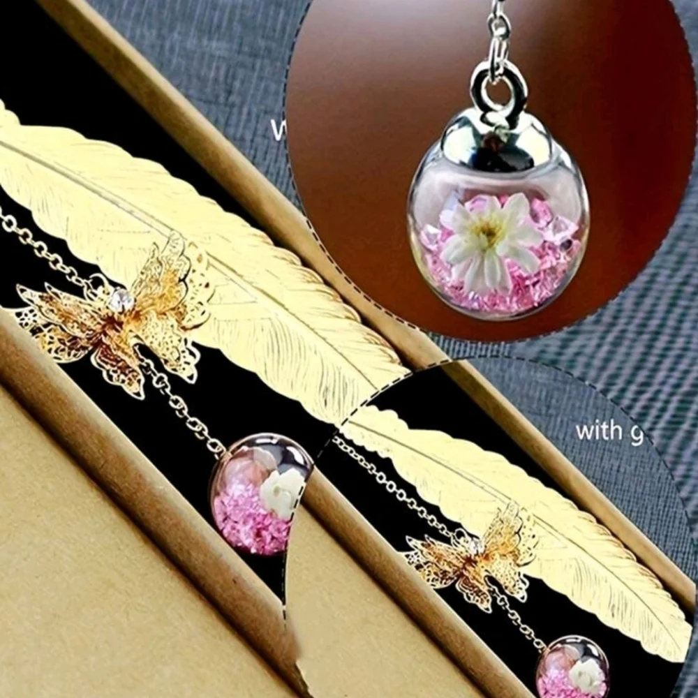 ✨️▪️1pc Metal Feather & Butterfly Shaped Bookmark Gift For  Readers, Teachers,
